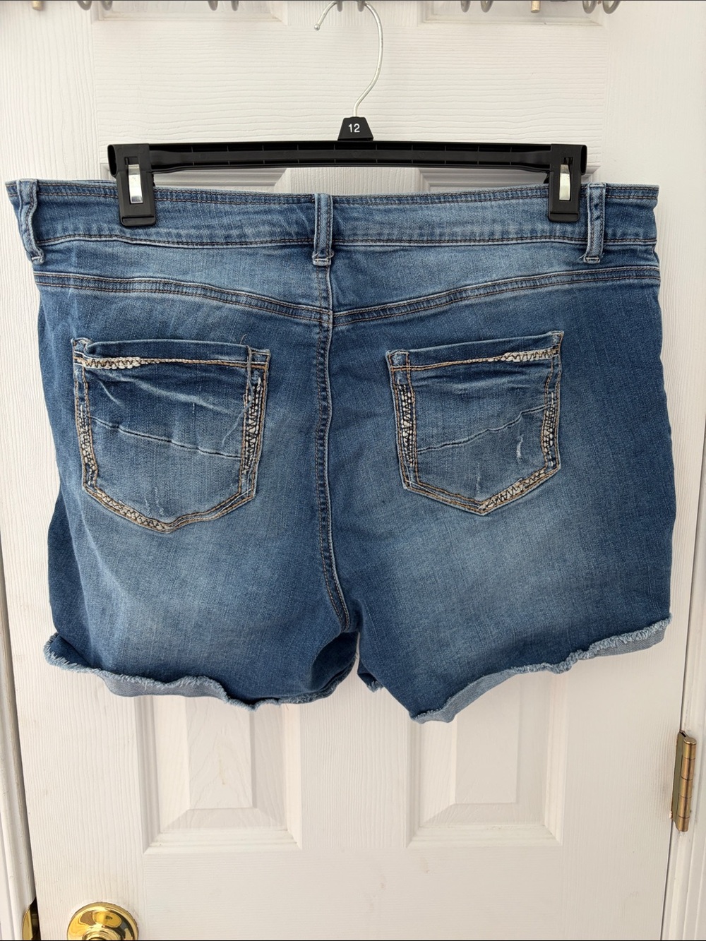 Maurices Distressed Blue Denim Cutoff Shorts - Picture 2 of 3
